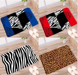 Bath Mats Geometric Leopard Bathroom Mat Blue Red Black White Stripes Animals Texture NonSlip Rug Decor Bedroom Kitchen Entrance 1913911