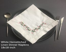 Set of 12 Home Textiles Table Napkin linen Wedding Napkins with Color Embroidered Floral Dinner Napkins 18x18inch3780942