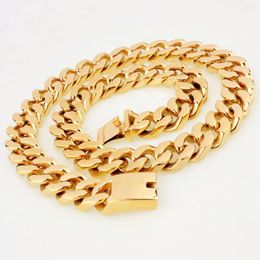 Chains 20mm Wide Heavy Men Curb Cuban Link Necklace Gold/Silver Colour 316L Stainless Steel Or Women Jewellery Gift