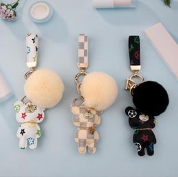 Cute Keychains Fashion Teddy Bear Designer Key Chain Ring Gifts Women PU Leather Car Buckles Bag Charm Accessories Men Animal Keyr8242884
