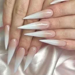 24Pcs False Nails With Glue Almond Pink Butterfly Design Detachable s Acrylic Fake long stiletto Press On 240430