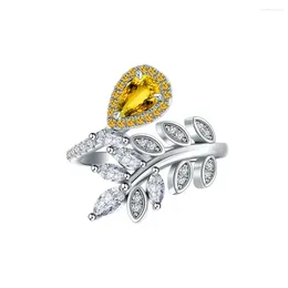 Cluster Rings 2024 Leaf Droplet Diamond 925 Silver Ring Female Instagram Style In Europe And AmericaSmall Versatile