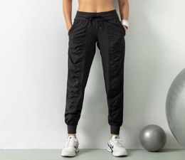 Yoga Pants Drawstring Elastic Waist Joggers Loose Fit Breathable Gym Clothes Women Sports Pants Running Fitness Pocket Casual Over3619182