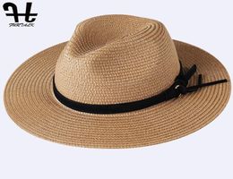 FURTALK Summer Straw for Women Beach Hat Men Jazz Panama Hats Fedora Wide Brim Sun Protection Cap with Leather Belt Y2006028383131