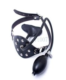 Rubber Inflatable Choker Mouth Gag Studded Leather Panel Balloon Pump latex new T095814980
