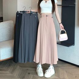 Skirts High Waist Long Hip Skirt Temperament Basic Coffee Colour Skinny A-line Pleated Female Elegant 3XL