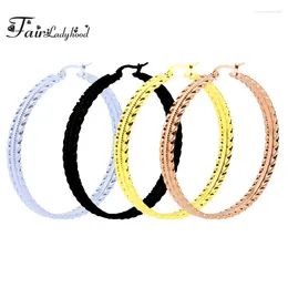 Hoop Earrings FairLadyHood Large Gold/White/Black Colour Polished Stainless Steel For Women Big Hoops Earring