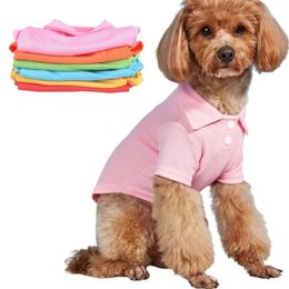 Spring Dog Shirts 6 Candy Colors Vest Pet Polo Collar Breathable Solid Chihuahua Yorkshire for and Cat Casual 240425