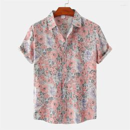 Men's Casual Shirts Fashion Floral Plants 3d Print Hawaiian Shirt For Men Summer Short Sleeves Tops Beach Street Lapel Blouse Male Clothes