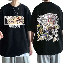 Men's T-Shirts Summer loose Harajuku cotton short sleeved Japanese anime printed T-shirt mens manga top casual oversized T-shirt Y2k clothingL2403