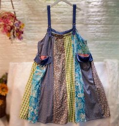 Skirts Female Ibiza Cotton Linen Patchwork Overalls Swing Skirt Summer Beach Bohemian Boho Gypsy Hippie Bali Sundress Suspender