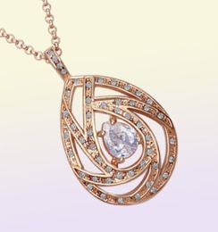 Classical 18K Rose Gold Plated Genuine Austria Crystal Pendant Necklaces Drop Earring Fashion Women Jewellery Sets7637102