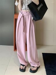 Women's Pants Alien Kitty Pink High Waist Slim Women Wide Leg Loose 2024 Summer Casual Straight Minimalist Streetwear