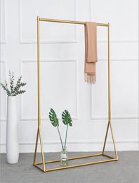 Golden clothing rack display rack gold clothes rail shelf floorstanding children039s women039s cstore3272904