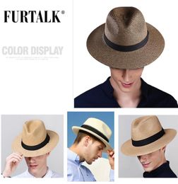 FURTALK Summer for Women Men Panama Straw Hats Travel Beach Sun Wide Brim Fedora Jazz Hat Y2007169228922