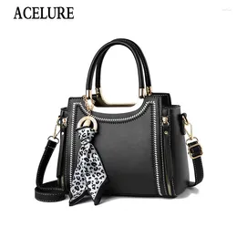 Bag ACELURE Elegant Ladies Solid Colour Shoulder Bags Fashion Bow Knot Decor PU Leather Shopping Messenger Female Handbags Purse