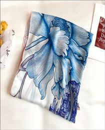 Satin Head Scarf Female Silk Head Scarves For Ladies Hand Rolled Scarf 90 Foulard Luxe5452850