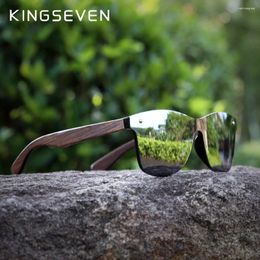 Sunglasses KINGSEVEN Natural Bamboo Blackened Men Polarised Fashion Sun Glasses Original Women Masculino