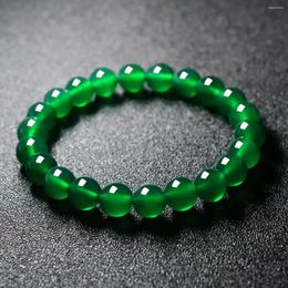 Strand 6/8/10/12/14mm Round High Quality Natural Green Agate Bracelet Crystal Emeralds Classic Women Onyx Hand Ornament