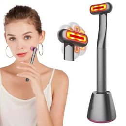 Face Skin Care EMS Microcurrent LED Eye Massager Wand Heating Vibration Anti Ageing Wrinkle Frequency Face And Eye Massage Stick 240418