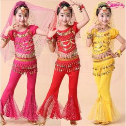 Stage Wear Kids Belly Dance Costumes Set Oriental Girl Egypt Bollywood Dancing Clothing India 7pcs