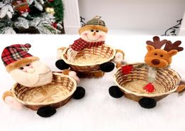 Christmas Candy Storage Basket Santa Claus Christmas Decoration Decorations Bamboo Xmas Kids Gift Holder Basket Candy Container7820272