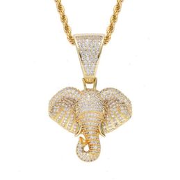 Exquisite Elephant Necklace Men Women Iced Out Pendant Hip Hop Jewellery Birthday4884421