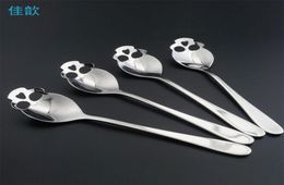 Whole jiaxin 1 pcs flatware stainless funny skull shape Long handle coffee spoon teaspoon dessert spoon ice cream candy spoon5147782