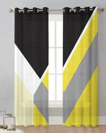 Curtain Abstract Yellow Geometric Tulle Drapes For Living Room Bedroom Sheer Window Curtains Kitchen Balcony Modern Voile