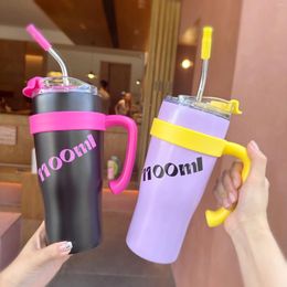 Water Bottles Double Drink Insulated Cup With High Aesthetic Value 316 Stainless Steel Car Mounted Straw Coffee