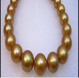 Fine Pearl Jewellery HUGE 18quot 1315 MM golden natural SOUTH SEA PEARL NECKLACE 14K7720730