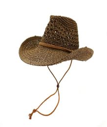 High quality caps West Cowboy handmade straw hat hood female outdoor sea beach hat sunscreen sun visor NZCM043 Black white brown462529167