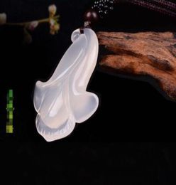 Natural ice white jade pendant male and female chalcedony pendant agate12066409524352