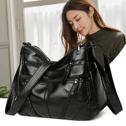 Youth Fashion Casual Version Ladies Large Capacity Shoulder Bag Solid Colour Women Messenger Bags Sheepskin Diagonal Cross 240419