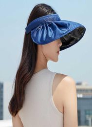 2022 Womans caps Sunscreen hat female summer anti ultraviolet black glue shell hat empty top sun hat High Quality fashoin designer6963433