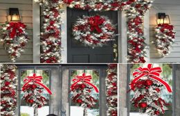 Decorative Flowers Wreaths 2030cm The Cordless Prelit Red And White Holiday Trim Front Door Wreath Christmas Wedding Party Deco7137826