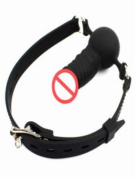 Full Silicone Open Mouth Gag BDSM Bondage Restraints Ball Gags Oral Fixation Sex Toy For Couple Adult Game8163651
