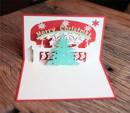 Handmade Merry Christmas Tree Greeting Cards Creative Kirigami Origami 3D Pop Up Card For Kids Friends5621431