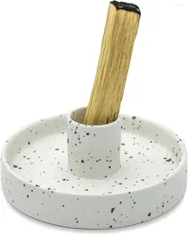 Candle Holders Ceramic Palo Santo Holder Sticks Burner Incense Stick Burning Tray (Pearl White And Pure White)