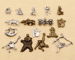 40 Pieces Silver Charm Or Pendants Jewellery Making Animal Monkey Orangutan Koala Bear Panda Sloth HJ0286960717