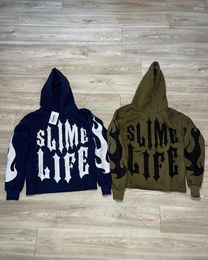 Men's Hoodies American Retro Oversized Sweatshirt Gothic Personalized Letter Print Hoodie Men Hip-hop Street Trend Casual Loose Clothing