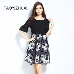 Party Dresses Summer Chiffon Floral Oversize Dress Brand Casual Loose Breathable 5-point Lotus Sleeve Plus Size