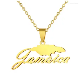 Pendant Necklaces Europe And The United States Stainless Steel Jamaica Map Necklace