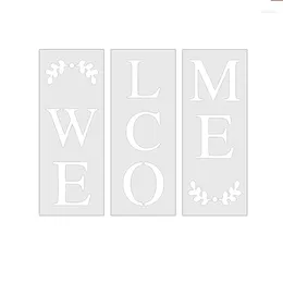 Decorative Figurines Welcome Sign Stencil Large Letter Stencils For Painting On Wood Reusable Porch And Front Door Vertical Decorating