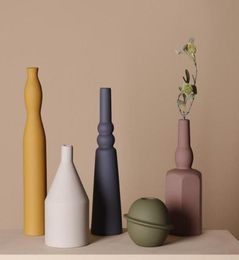 Ceramic dry flower vases northern European style molandi Colour creativity INS living room flowers arrangement simple home decorati1050486