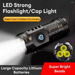 Flashlights Torches 2000LM Mini 3 LED Clip On Cap Light Rechargeable Camping Fishing Outdoor Waterproof Work Emergency Lamp