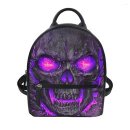 Backpack Purple Lava Skull Printed PU Leather Mini Purse 2024 Selling Fashion Travel For Women Girls Casual Bagpack