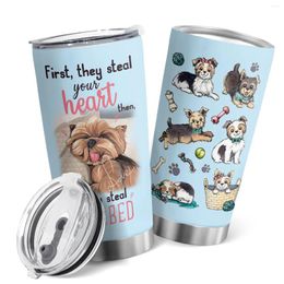 Tumblers 1pc Cute Dog Print Stainless Steel Tumbler Cup With Lid 20oz Double Wall Vacuum Insulated Coffee Mug Gift For Lovers