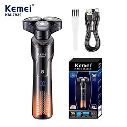 Kemei Trimmer Digital Display Electric Razor Professional Beard Shaver Waterproof Shaving Machine for Men KM-7939 240420