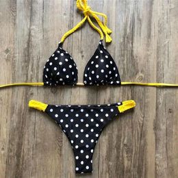 Women's Swimwear 2024 Sexy Ladies Tie Bow Bandage Lacing Up Bra Swim Bikini Women Bathing Suit Swimsuit 2 Pieces Set Triangle